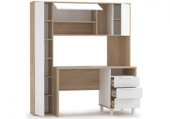 Компьютерный стол Комфорт 12.95 162х60,3х180 дуб сонома / белый PE шагрень