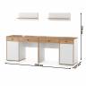 Письменные столы с навесными полками для двоих детей Вуди цвет белый премиум/дуб крафт золотой Письменные столы с навесными полками для двоих детей Вуди цвет белый премиум/дуб крафт золотой