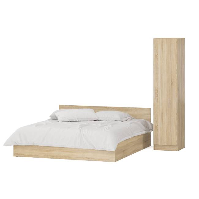 Кровать двуспальная 1800 с пеналом Стандарт цвет дуб сонома