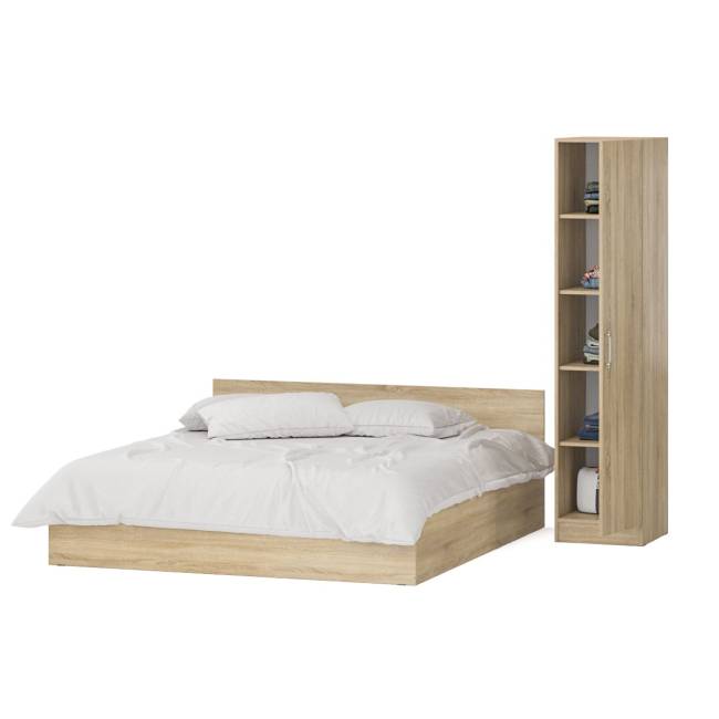 Кровать двуспальная 1800 с пеналом Стандарт цвет дуб сонома