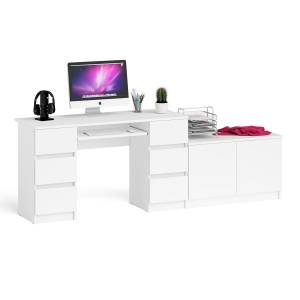 Двухтумбовый компьютерный стол Мори МС-2 с широкой тумбой на 900 цвет белый