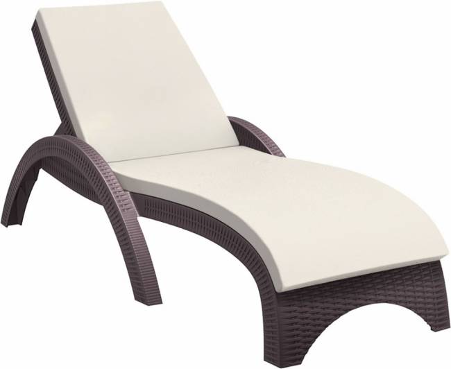 Шезлонг пластиковый с матрасом GS 1009 (Fiji) коричневый, слоновая кость 1870x730x340 мм