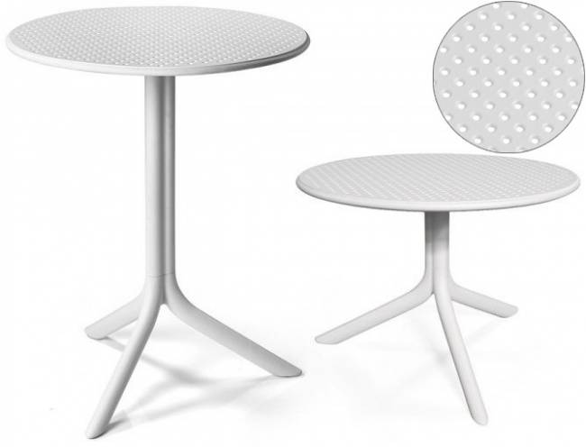 Стол пластиковый обеденный Step + Step Mini белый Ø605х400-765 мм