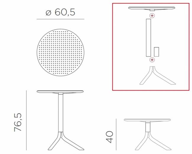 Стол пластиковый обеденный Step + Step Mini белый Ø605х400-765 мм